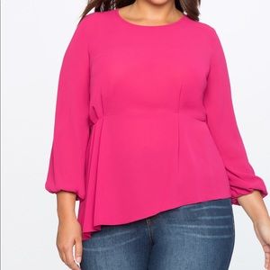 Eloquii Puff Sleeve Asymmetric Top